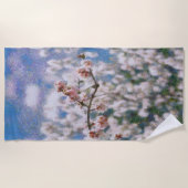 Blooming Almond Tree Pointillism Artwork Strandtuch (Vorderseite)