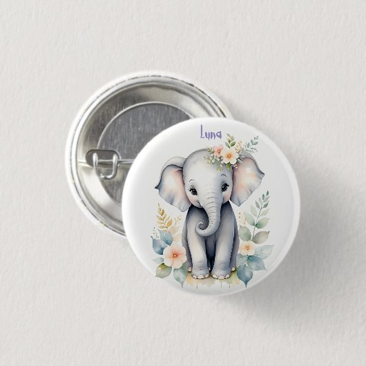 Blooming Baby Elephant Button (Vorne & Hinten)