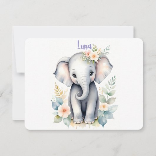 Blooming Baby Elephant Einladung (Vorderseite)