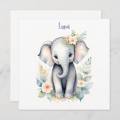 Blooming Baby Elephant Einladung (Vorne/Hinten)