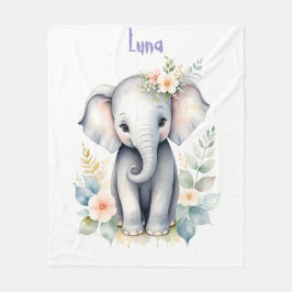 Blooming Baby Elephant Fleecedecke