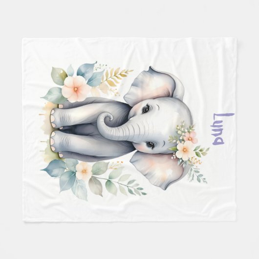 Blooming Baby Elephant Fleecedecke (Vorderseite (Horizontal))