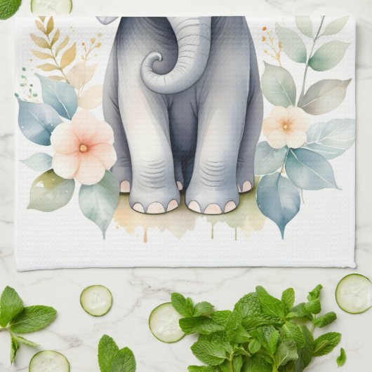 Blooming Baby Elephant Geschirrtuch (Gefaltet)