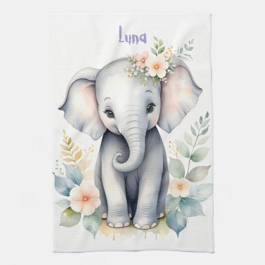 Blooming Baby Elephant Geschirrtuch (Vertikal)