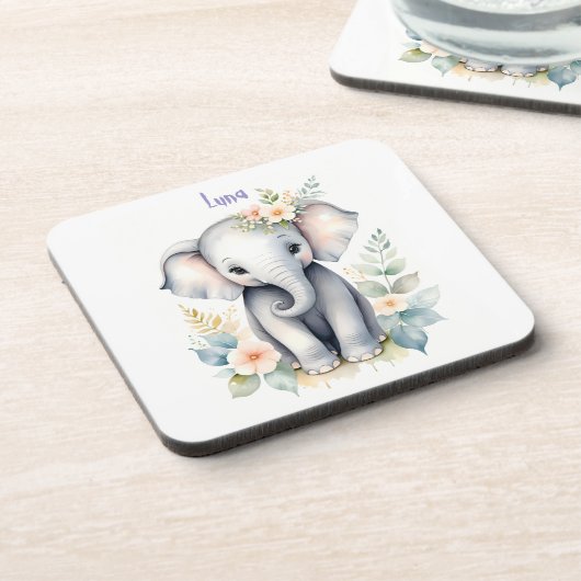 Blooming Baby Elephant Getränkeuntersetzer (Linke Seite)