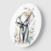 Blooming Baby Elephant Große Wanduhr (Winkel)