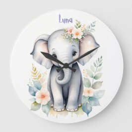 Blooming Baby Elephant Große Wanduhr