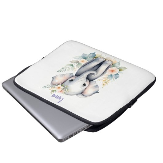 Blooming Baby Elephant Laptopschutzhülle (Vorne Knopf)