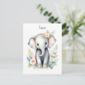 Blooming Baby Elephant Postkarte (Stehend Vorderseite)