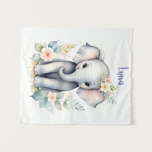 Blooming Baby Elephant Wandteppich (Vorderseite (Horizontal))
