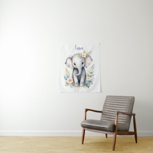 Blooming Baby Elephant Wandteppich (Beispiel)