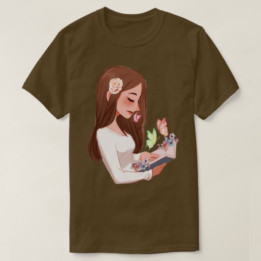 Blooming Book Holographic Bookworm Book Lover Inke T-Shirt (Design vorne)