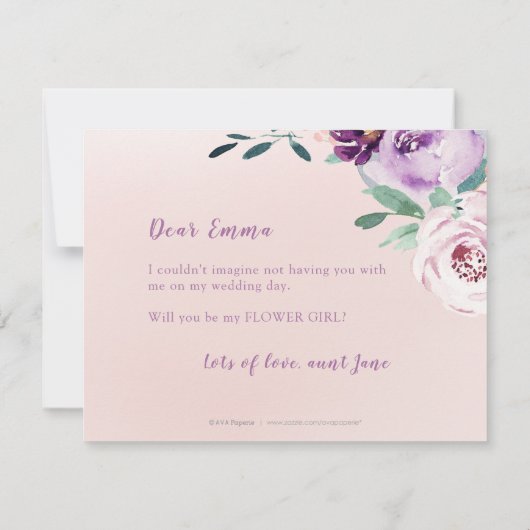 Blooming botanical Werden Sie meine Blume Mädchen Einladung (Rückseite)