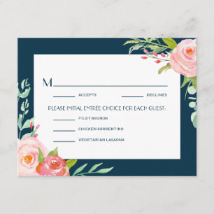 Blooming Botanicals Hochzeits-Antwort-Menükarte RSVP Karte
