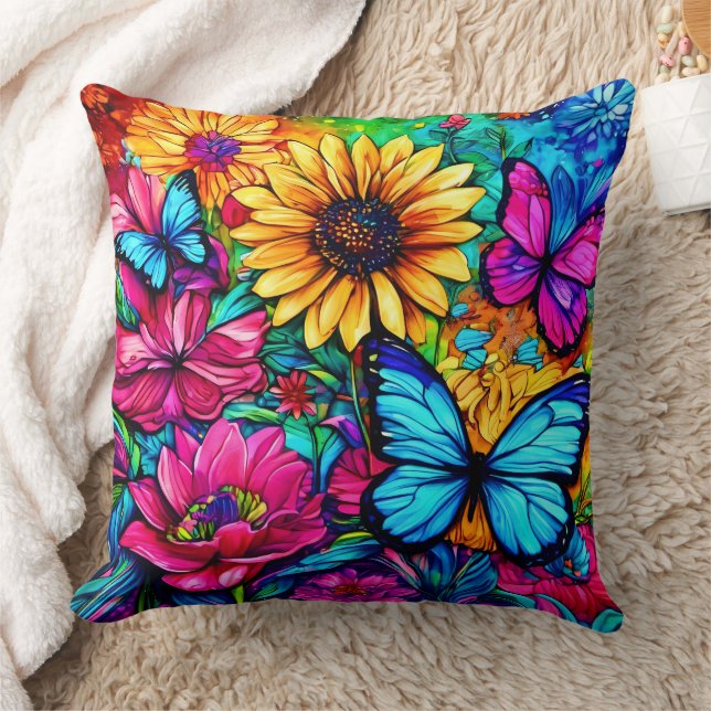 Blooming Butterfly Haven Kissen (Decke)