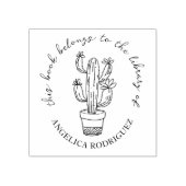 Blooming Cactus Hand-drawn Library Book Gummistempel (Prägung)