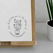 Blooming Cactus Hand-drawn Library Book Gummistempel