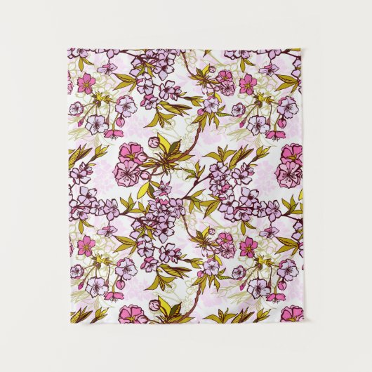 Blooming Cherry Blossom Pattern  Wandteppich (Vorderseite)