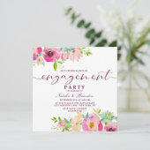 Blooming Chic Blush Floral Engagement Party Square Einladung (Stehend Vorderseite)