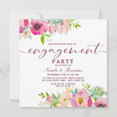 Blooming Chic Blush Floral Engagement Party Square Einladung (Vorderseite)