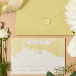 Blooming Dahlia Yellow Iris Wedding RSVP Karte