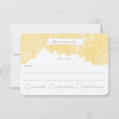 Blooming Dahlia Yellow Iris Wedding RSVP Karte (Vorderseite)