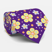 Blooming Daisies. Gelb und rosa Lila BG Krawatte (Gerollt)