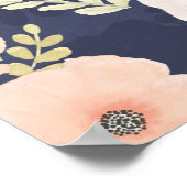 Blooming Delight | Peach & Blue Roses & Poppies Poster (Ecke)
