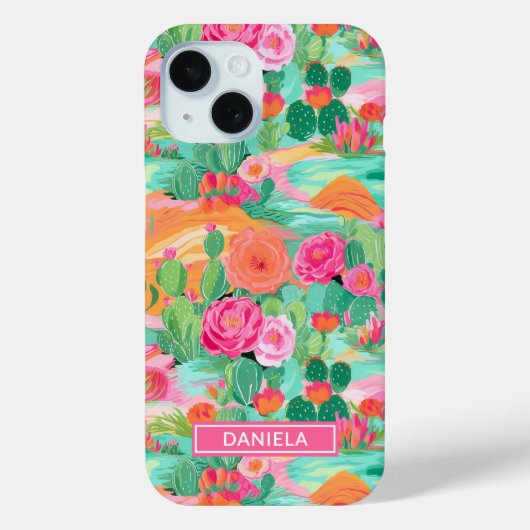 Blooming Desert Cacti Personalized Case-Mate iPhone Hülle (Rückseite)