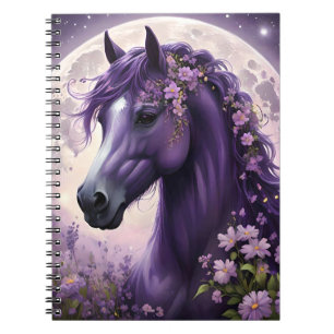 "Blooming Dreams: The Lila Floral Fantasy Horses" Notizblock