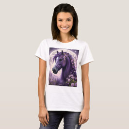 "Blooming Dreams: The Lila Floral Fantasy Horses" T-Shirt