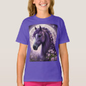 "Blooming Dreams: The Lila Floral Fantasy Horses" T-Shirt (Vorderseite)