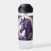 "Blooming Dreams: The Lila Floral Fantasy Horses" Trinkflasche (Rückseite)