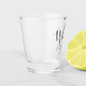 Blooming Elegant Script machen wir GASTGESCHENK HO Schnapsglas (Links)