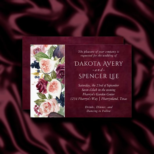 Blooming Figs | Bold Moody Floral Wedding Einladung