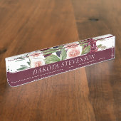 Blooming Figs | Elegante Aquarellblume und Name Namensplakette (Seite)