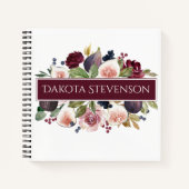 Blooming Figs | Elegante Aquarellblume und Name Notizblock (Vorderseite)