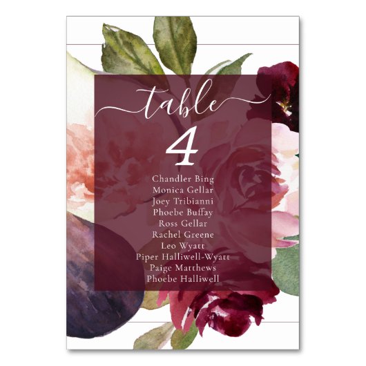 Blooming Figs | Moody Rustic Blossom Guest Names Tischnummer (Rückseite)