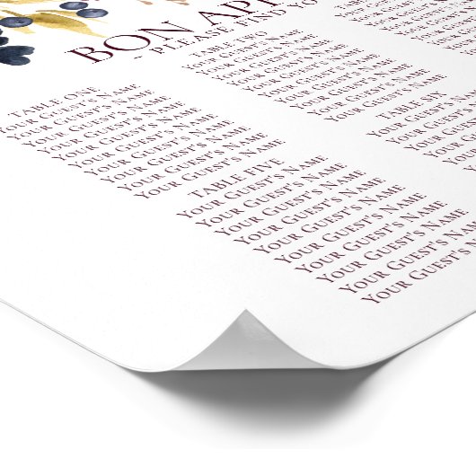 Blooming Figs | Moody Rustic Frucht 8 Tischsitze Poster (Ecke)