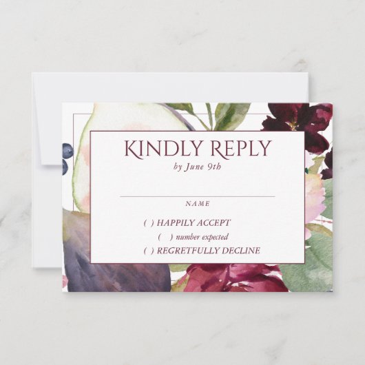 Blooming Figs | Moody Rustic Fruit Blossom Custom RSVP Karte (Vorderseite)
