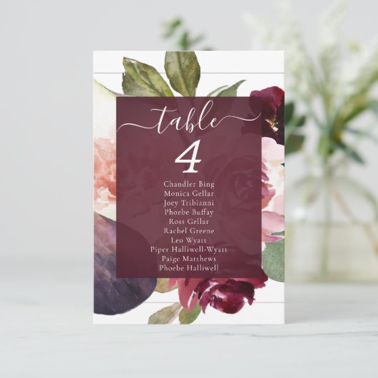Blooming Figs | Moody Rustic Guest Name Table Card Einladung (Stehend Vorderseite)