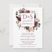 Blooming Figs | Moody Rustic Monogram Wreath Einladung (Vorderseite)