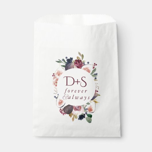 Blooming Figs | Moody Rustic Monogram Wreath Geschenktütchen (Vorderseite)