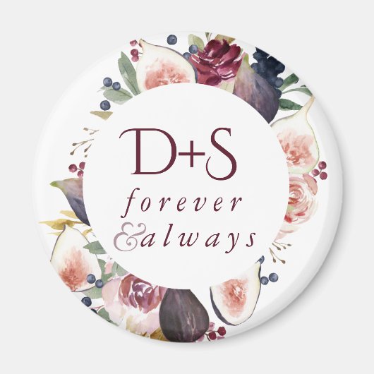 Blooming Figs | Moody Rustic Monogram Wreath Magnet (Vorne)