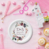 Blooming Figs | Moody Rustic Monogram Wreath Pappteller (Party)