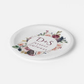 Blooming Figs | Moody Rustic Monogram Wreath Pappteller (Schrägansicht)