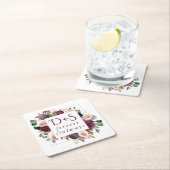 Blooming Figs | Moody Rustic Monogram Wreath Rechteckiger Pappuntersetzer (Vor Ort)