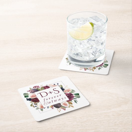 Blooming Figs | Moody Rustic Monogram Wreath Rechteckiger Pappuntersetzer (Vor Ort)