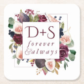 Blooming Figs | Moody Rustic Monogram Wreath Rechteckiger Pappuntersetzer (Vorderseite)