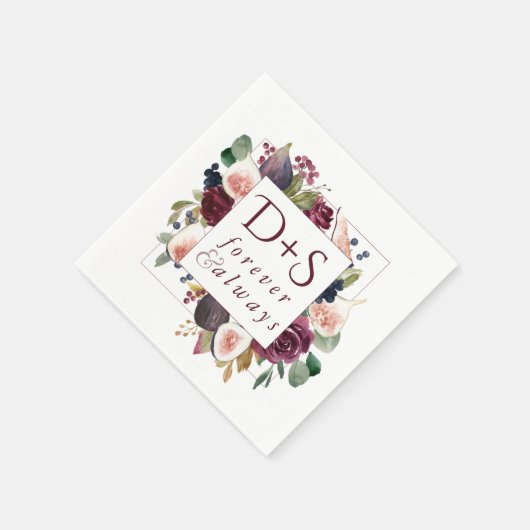 Blooming Figs | Moody Rustic Monogram Wreath Serviette (Ecke)